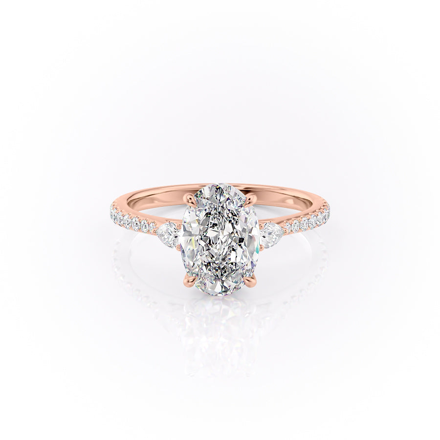 The Pave Pears Leona Set With An Oval Lab Diamond-L'Amour Brilliance #material_rose