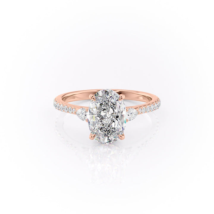 The Pave Pears Leona Set With An Oval Lab Diamond-L'Amour Brilliance #material_rose