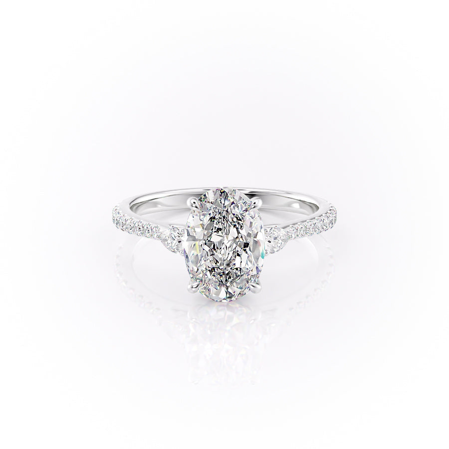 The Pave Pears Leona Set With An Oval Lab Diamond-L'Amour Brilliance #material_white