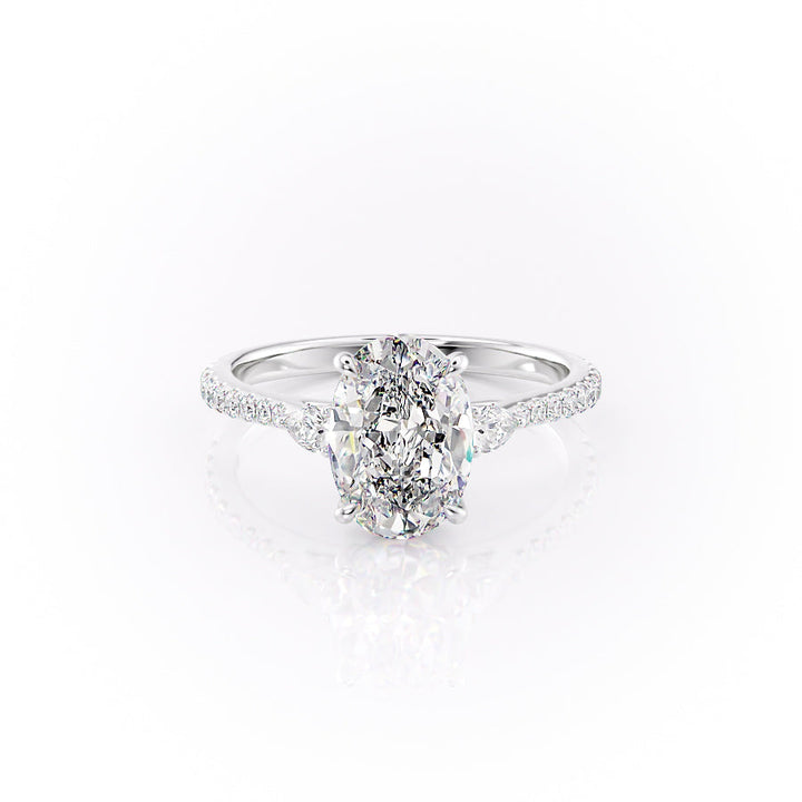 The Pave Pears Leona Set With An Oval Lab Diamond-L'Amour Brilliance #material_white