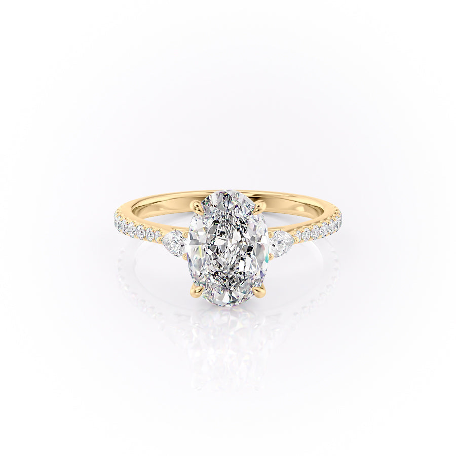 The Pave Pears Leona Set With An Oval Lab Diamond-L'Amour Brilliance #material_gold