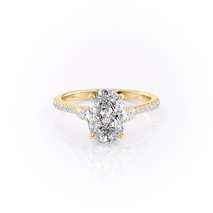 The Pave Pears Leona Set With An Oval Lab Diamond-L'Amour Brilliance #material_gold