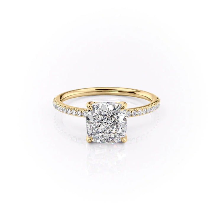 The Pave Petal Liberty Set With Cushion Pave Lab Diamond 1 Carat 14K Gold#material_14k-gold