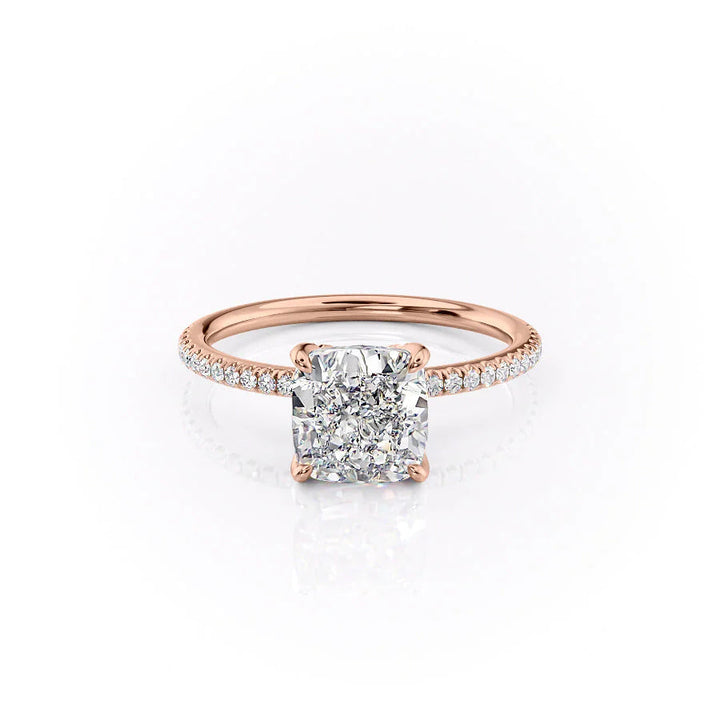 The Pave Petal Liberty Set With Cushion Pave Lab Diamond 1 Carat 14K Rose#material_14k-rose