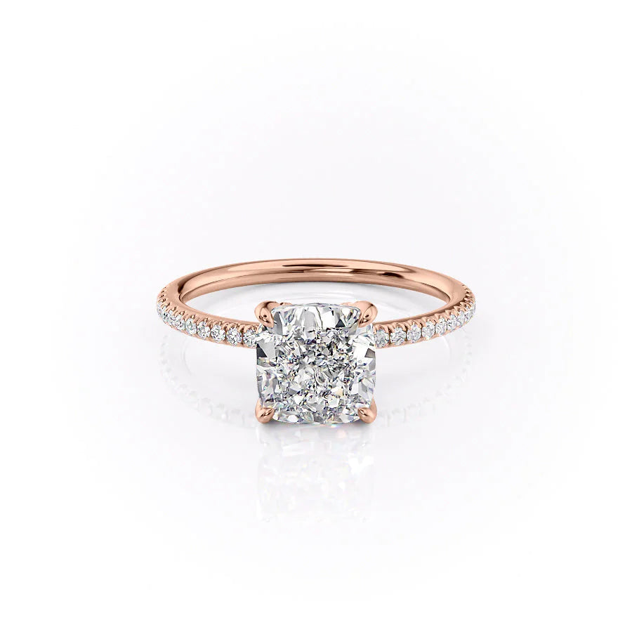 The Pave Petal Liberty Set With Cushion Pave Moissanite#material_14k-rose