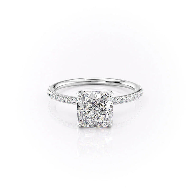 The Pave Petal Liberty Set With Cushion Pave Lab Diamond 1 Carat 18K White#material_18k-white