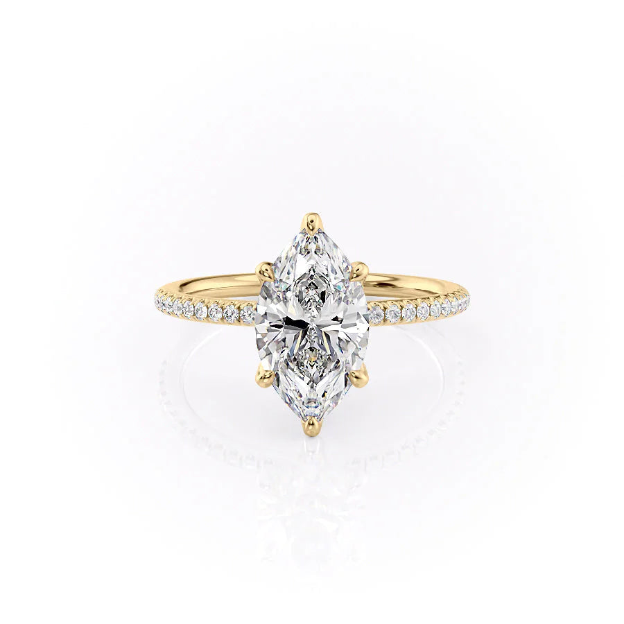 The Pave Petal Liberty Set With Marquise Pave Lab Diamond 1 Carat 14K Gold#material_14k-gold