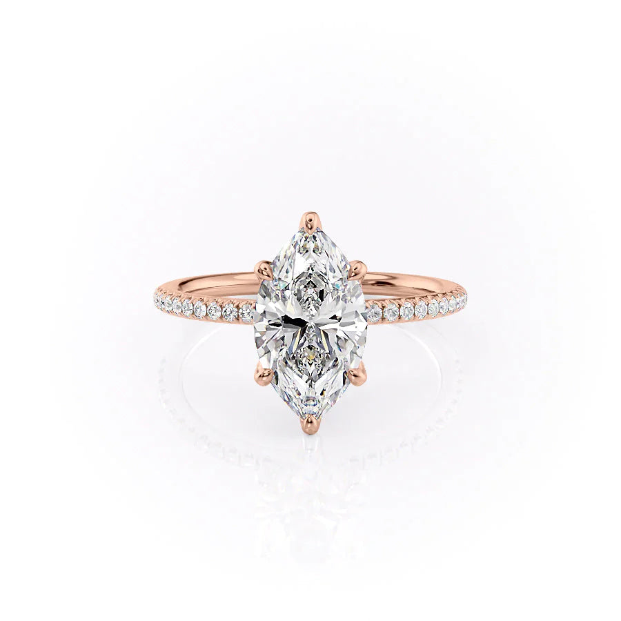 The Pave Petal Liberty Set With Marquise Pave Lab Diamond 1 Carat 14K Rose#material_14k-rose