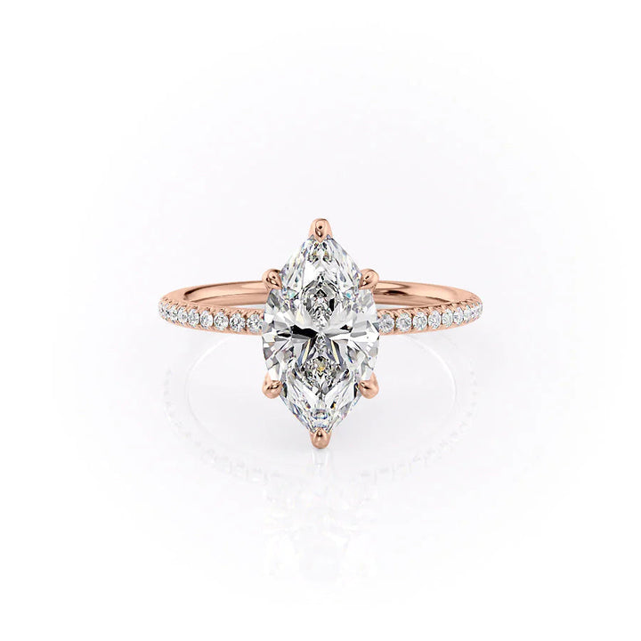 The Pave Petal Liberty Set With Marquise Pave Lab Diamond 1 Carat 14K Rose#material_14k-rose