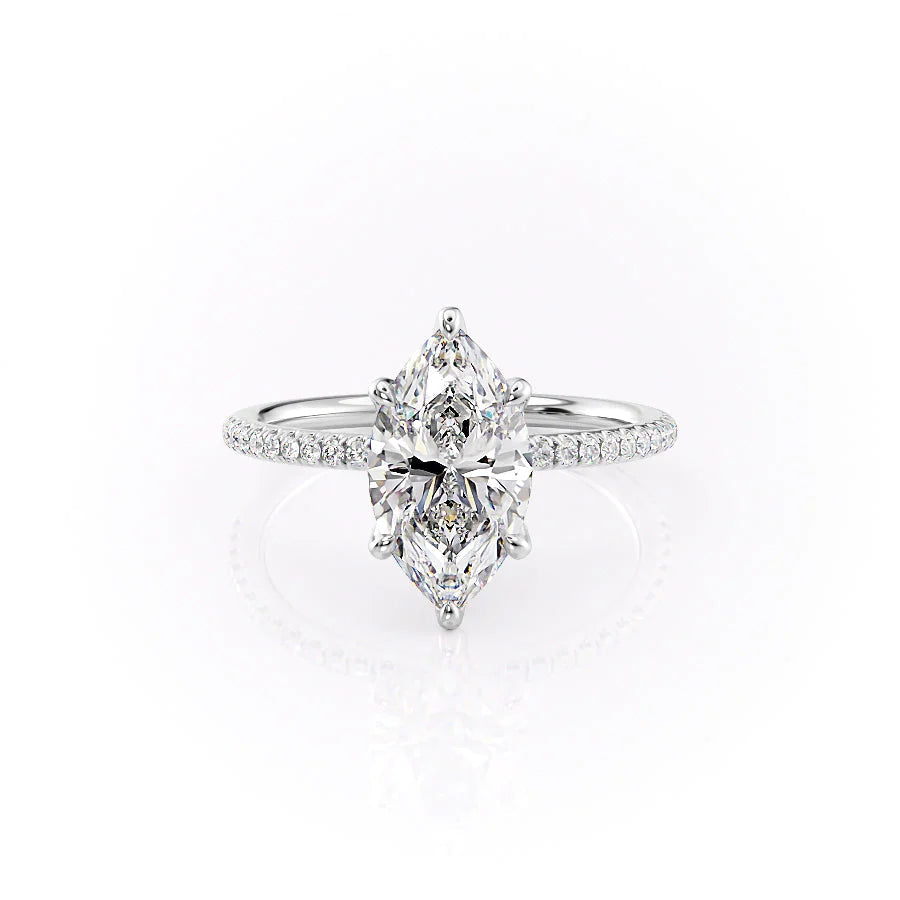 The Pave Petal Liberty Set With Marquise Pave Lab Diamond 1 Carat 14K White#material_14k-white