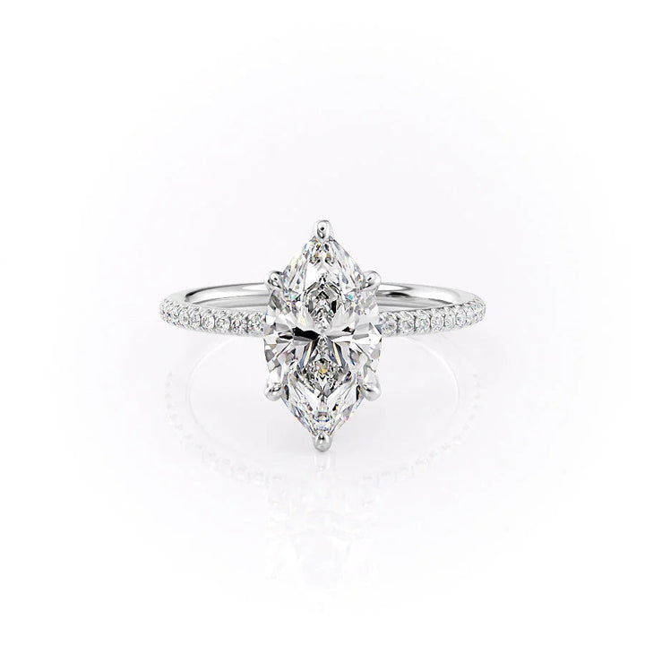 The Pave Petal Liberty Set With Marquise Pave Lab Diamond 1 Carat 14K White#material_14k-white