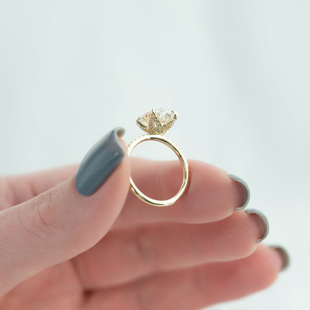 The Pave Petal Liberty Oval Lab Diamond Moissanite Engagement Ring