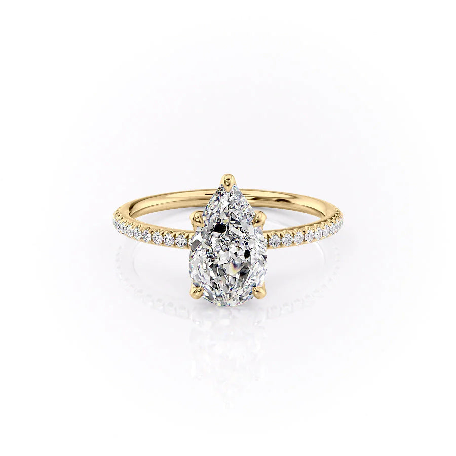 The Pave Petal Liberty Set With Pear Pave Lab Diamond 1 Carat 14K Gold#material_14k-gold