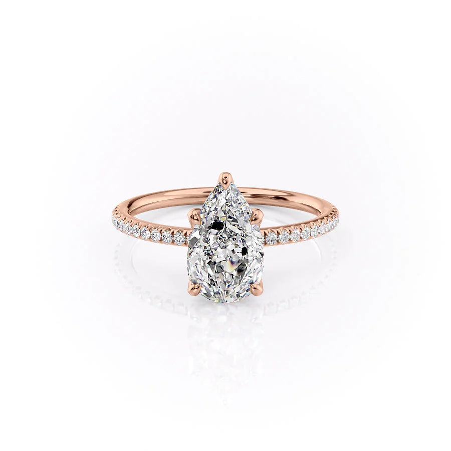 The Pave Petal Liberty Set With Pear Pave Lab Diamond 1 Carat 14K Rose#material_14k-rose