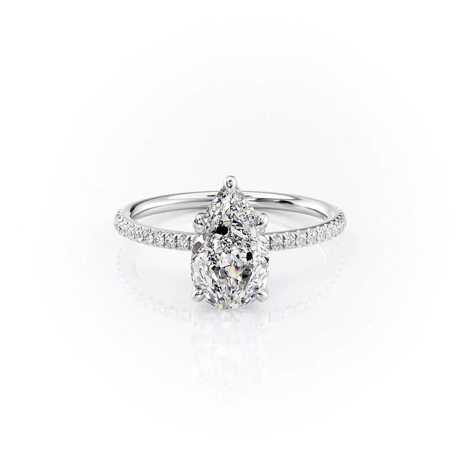 The Pave Petal Liberty Set With Pear Pave Lab Diamond 1 Carat 14K White#material_14k-white