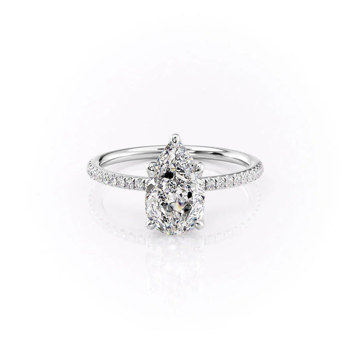 The Pave Petal Liberty Set With Pear Pave Lab Diamond 1 Carat 14K White#material_14k-white