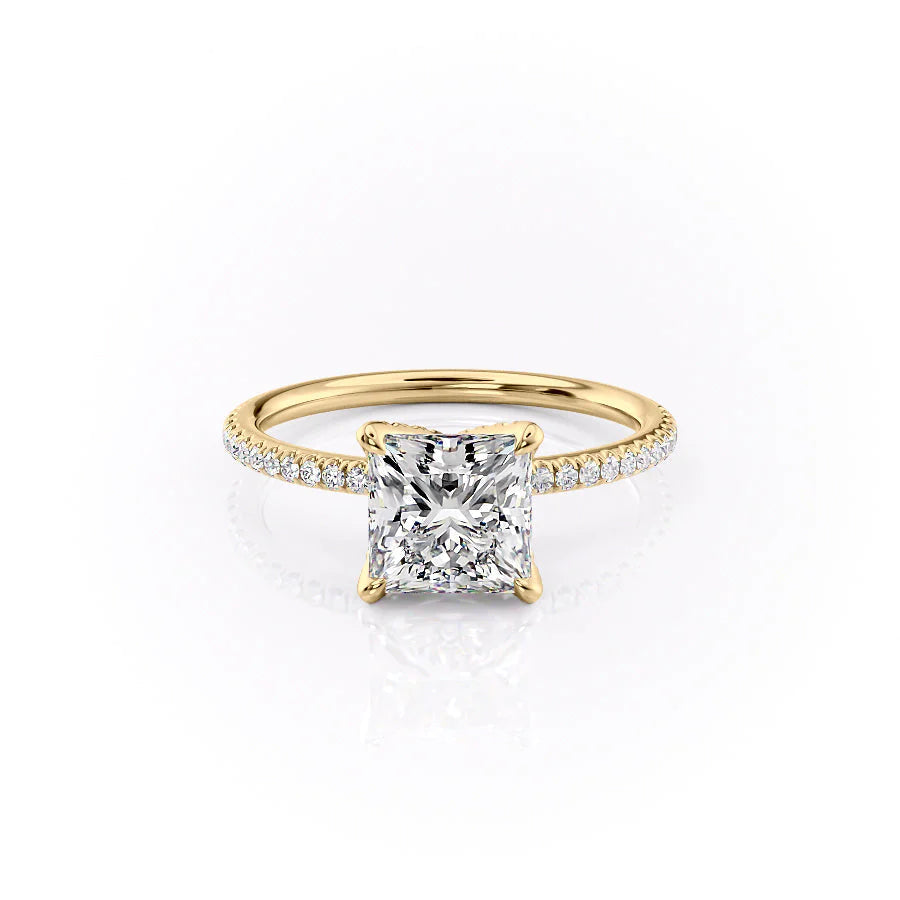 The Pave Petal Liberty Set With Princess Pave Lab Diamond 1 Carat 14K Gold#material_14k-gold