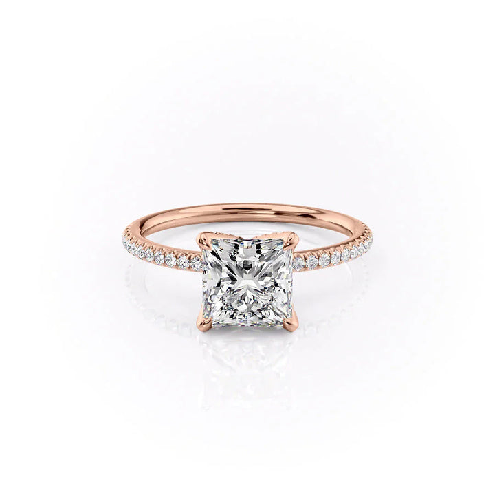 The Pave Petal Liberty Set With Princess Pave Lab Diamond 1 Carat 14K Rose#material_14k-rose