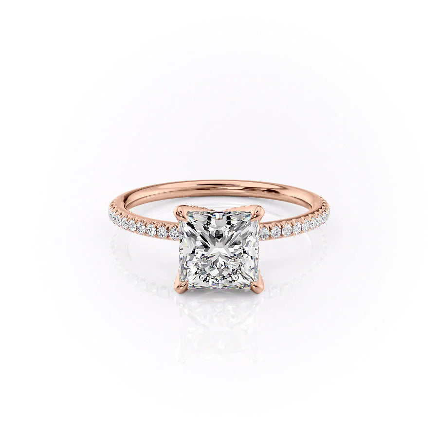 The Pave Petal Liberty Set With Princess Pave Moissanite#material_14k-rose