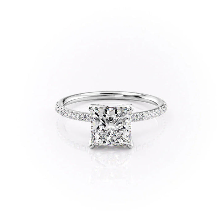 The Pave Petal Liberty Set With Princess Pave Lab Diamond 1 Carat 14K White#material_14k-white