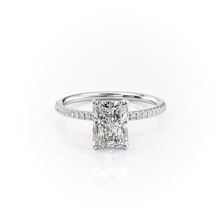 The Pave Petal Liberty Set With Radiant Pave Lab Diamond 1 Carat 14K White#material_14k-white