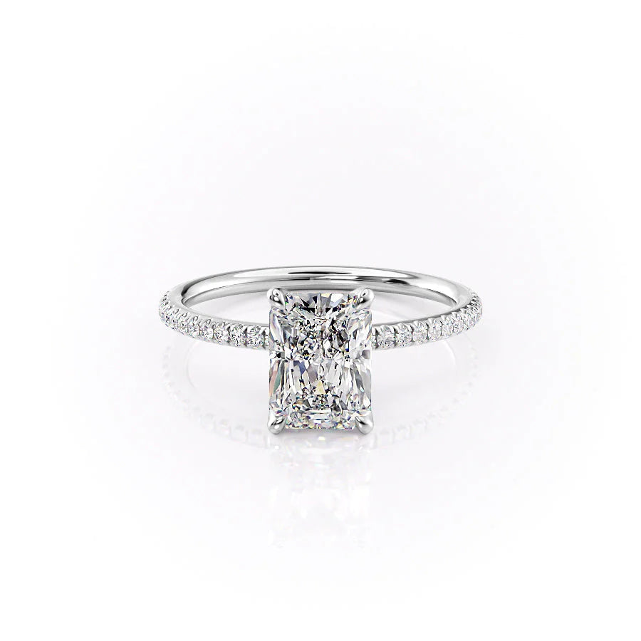 The Pave Petal Liberty Set With Radiant Pave Lab Diamond 1 Carat 18K White#material_18k-white