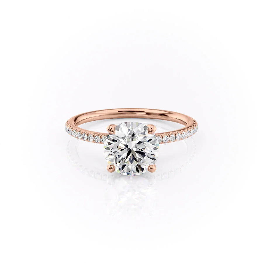 The Pave Petal Liberty Set With Round Pave Lab Diamond 1 Carat 14K Rose#material_14k-rose