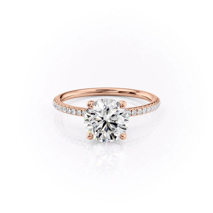 The Pave Petal Liberty Set With Round Pave Lab Diamond 1 Carat 14K Rose#material_14k-rose