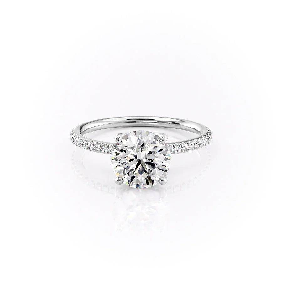 The Pave Petal Liberty Set With Round Pave Lab Diamond 1 Carat 18K White#material_18k-white