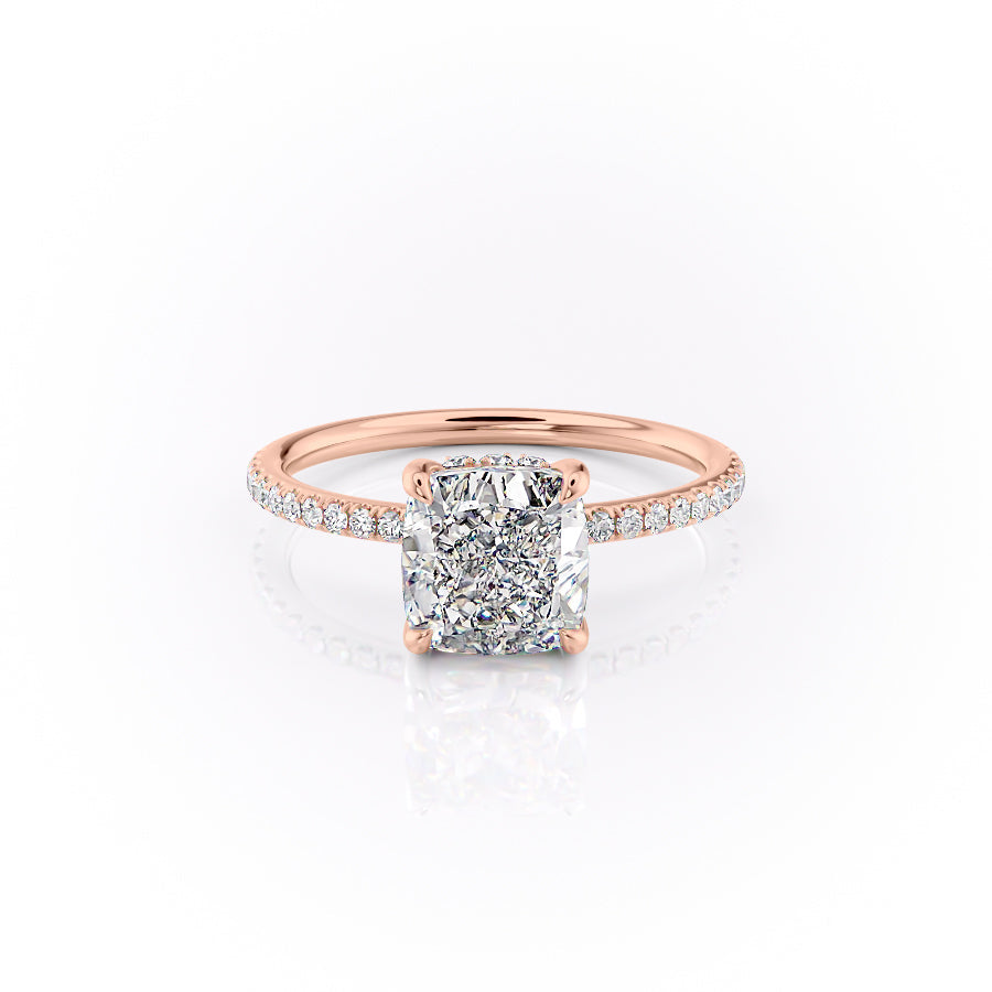 The Pave Selena Set With A Cushion Lab Diamond-L'Amour Brilliance #material_rose
