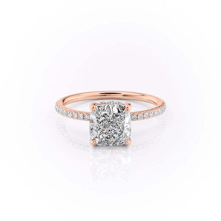 The Pave Selena Set With A Cushion Lab Diamond-L'Amour Brilliance #material_rose