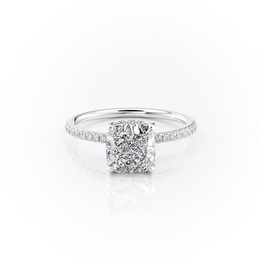 The Pave Selena Set With A Cushion Lab Diamond-L'Amour Brilliance #material_white