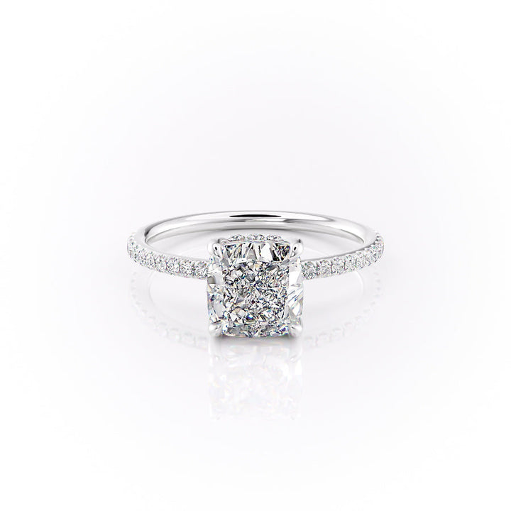 The Pave Selena Set With A Cushion Lab Diamond-L'Amour Brilliance #material_white