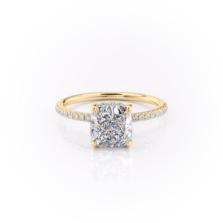 The Pave Selena Set With A Cushion Lab Diamond-L'Amour Brilliance #material_gold