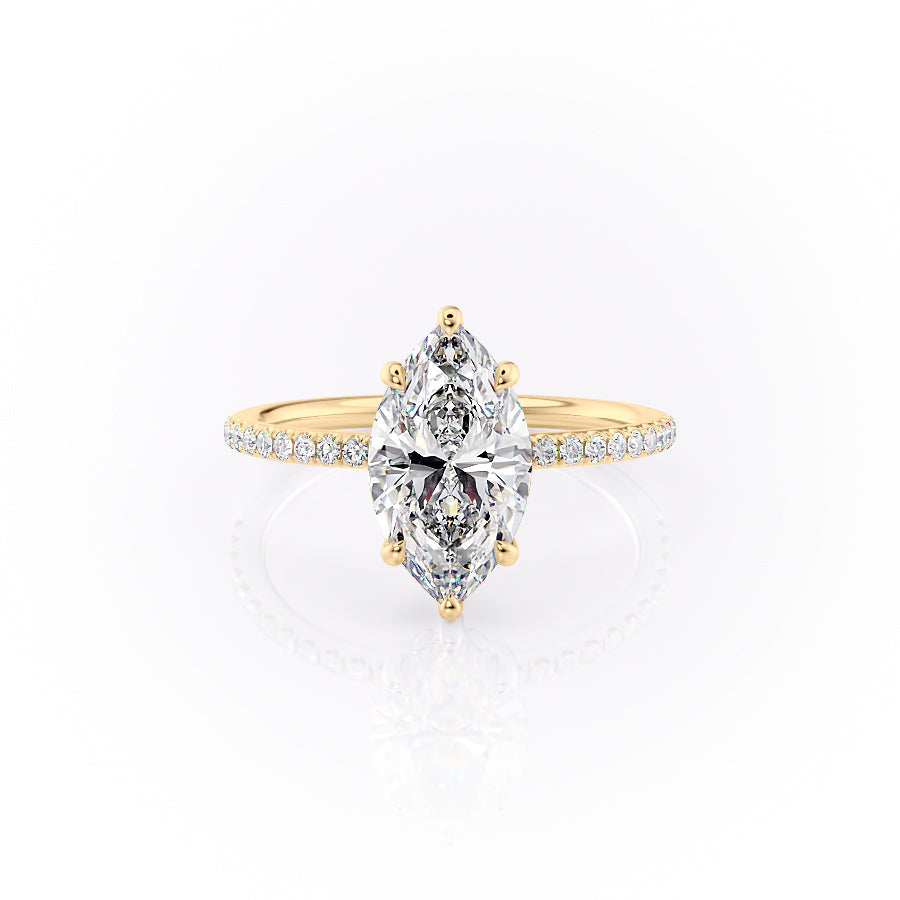 The Pave Selena Set With A Marquise Lab Diamond-L'Amour Brilliance #material_gold