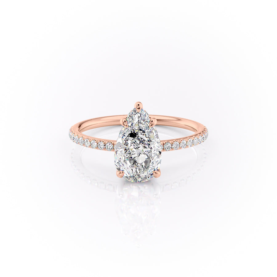 The Pave Selena Set With A Pear Lab Diamond-L'Amour Brilliance #material_rose