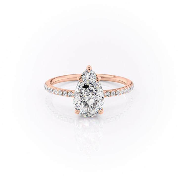 The Pave Selena Set With A Pear Lab Diamond-L'Amour Brilliance #material_rose