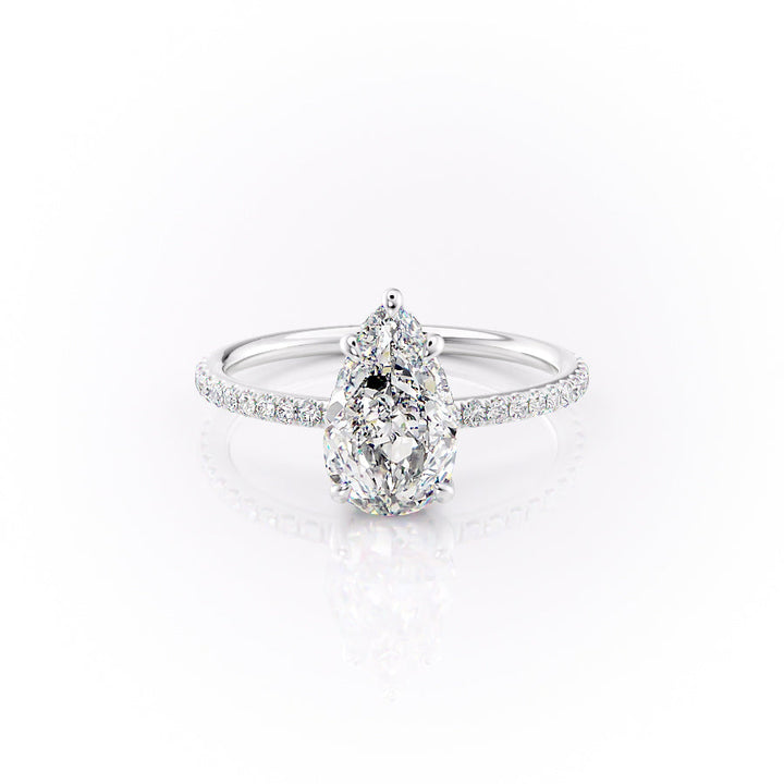 The Pave Selena Set With A Pear Lab Diamond-L'Amour Brilliance #material_white
