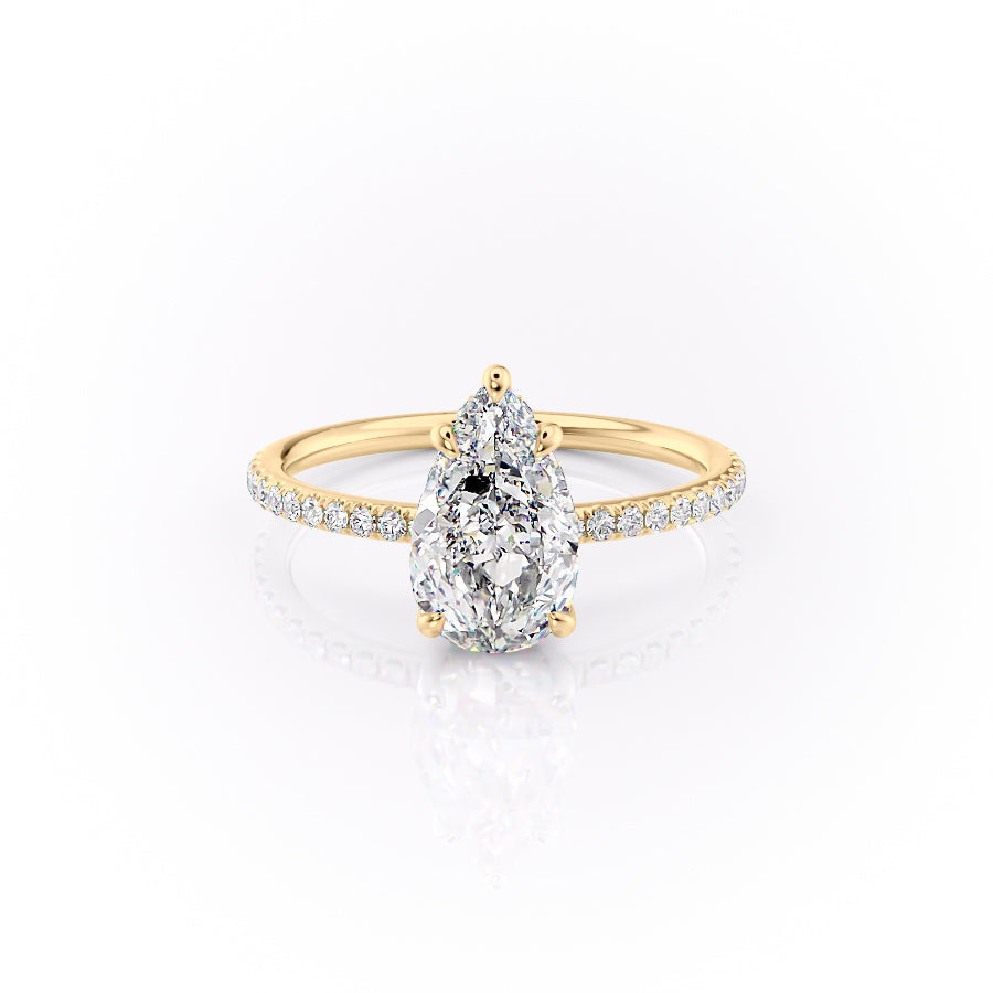 The Pave Selena Set With A Pear Lab Diamond-L'Amour Brilliance #material_gold