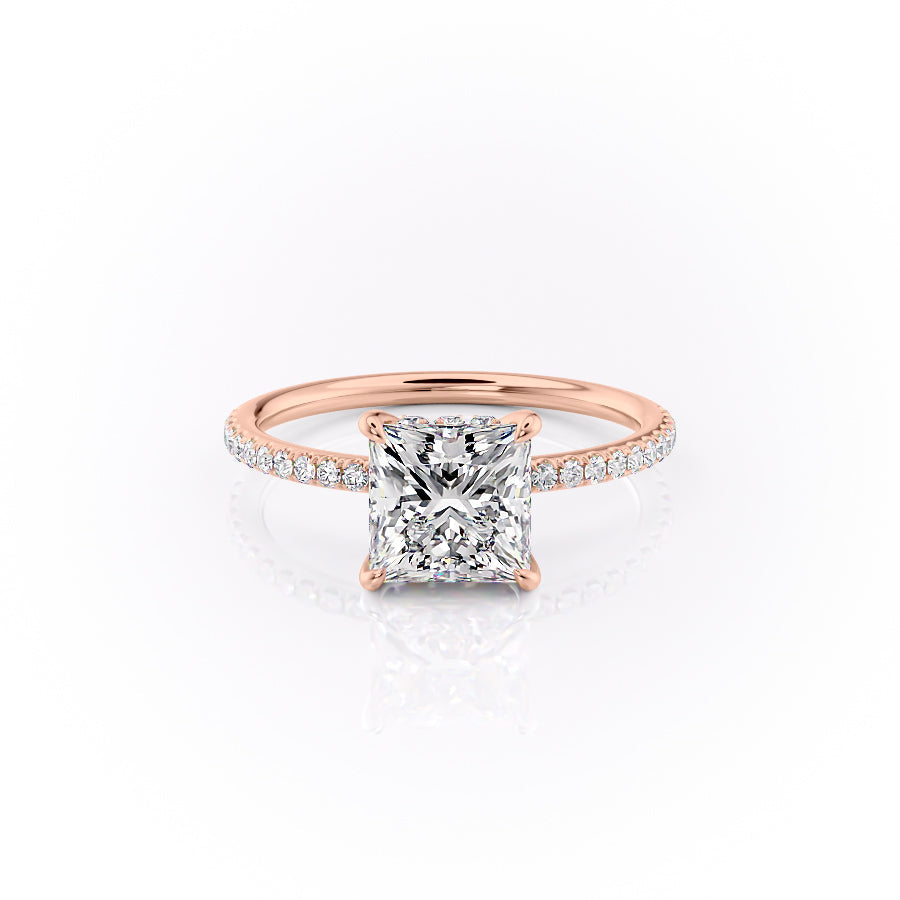 The Pave Selena Set With A Princess Lab Diamond-L'Amour Brilliance #material_rose