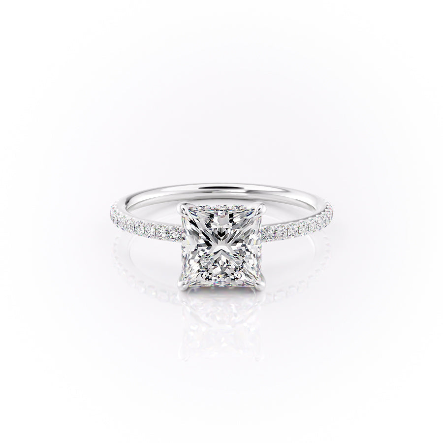 The Pave Selena Set With A Princess Lab Diamond-L'Amour Brilliance #material_white