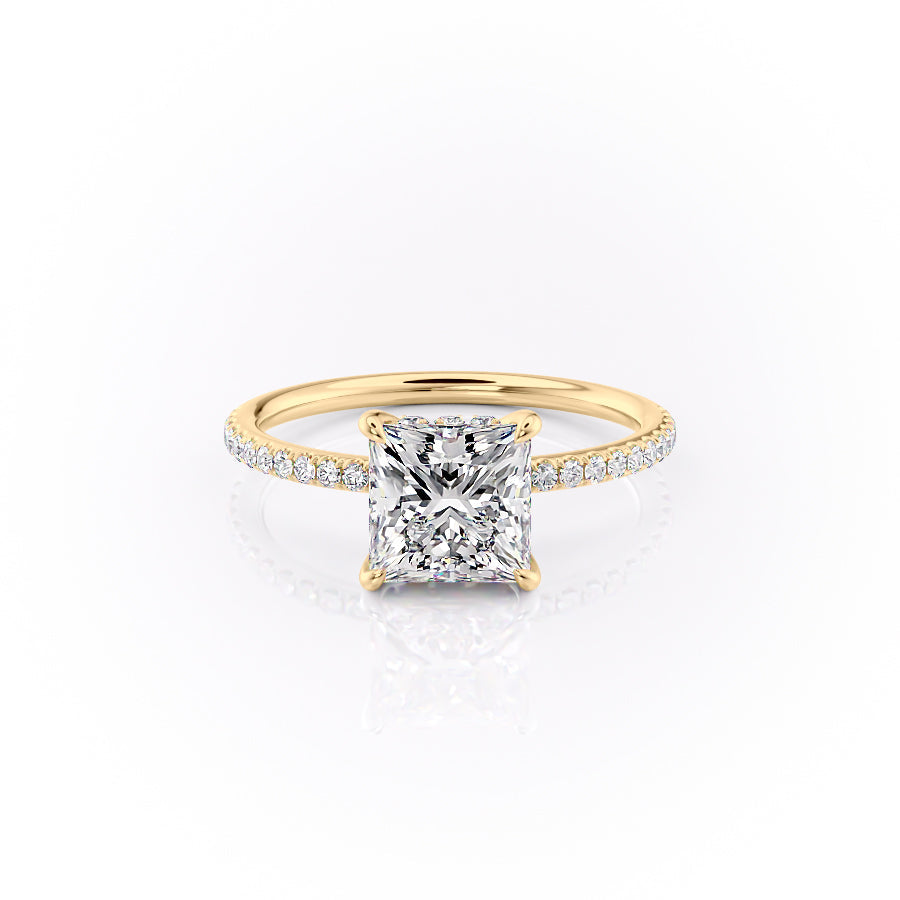 The Pave Selena Set With A Princess Lab Diamond-L'Amour Brilliance #material_gold