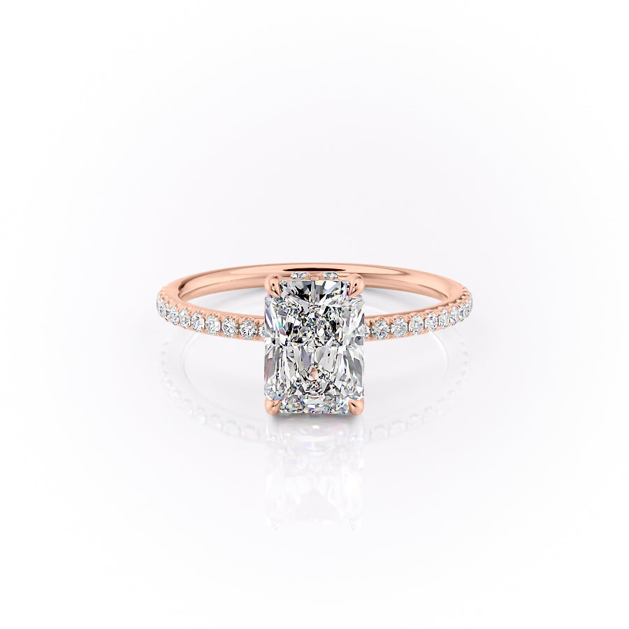 The Pave Selena Set With A Radiant Lab Diamond-L'Amour Brilliance #material_rose