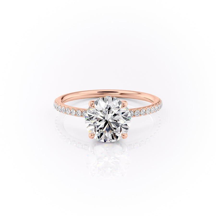 The Pave Selena Set With A Round Lab Diamond-L'Amour Brilliance #material_rose