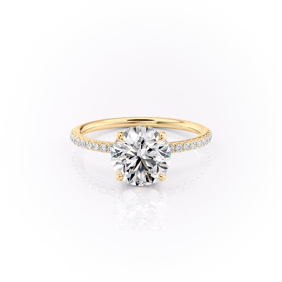 The Pave Selena Set With A Round Lab Diamond-L'Amour Brilliance #material_gold