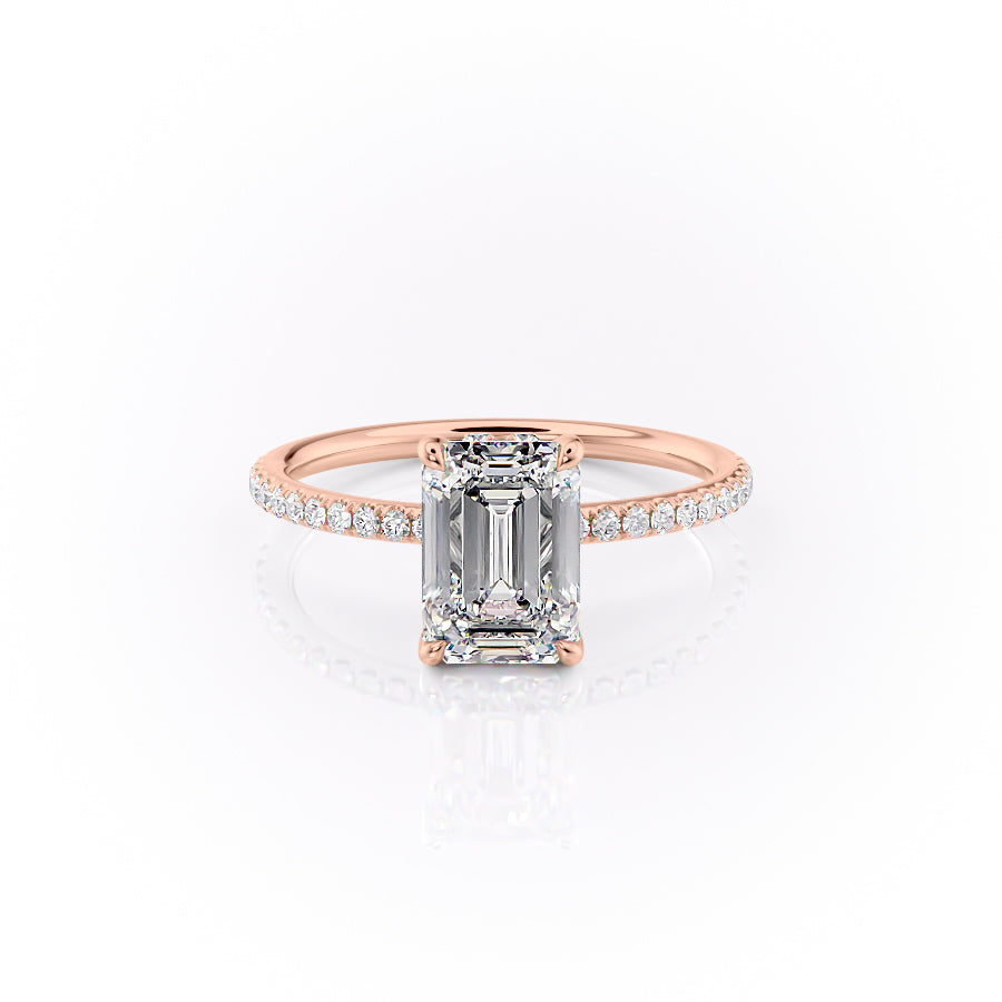 The Pave Selena Set With An Emerald Lab Diamond-L'Amour Brilliance #material_rose