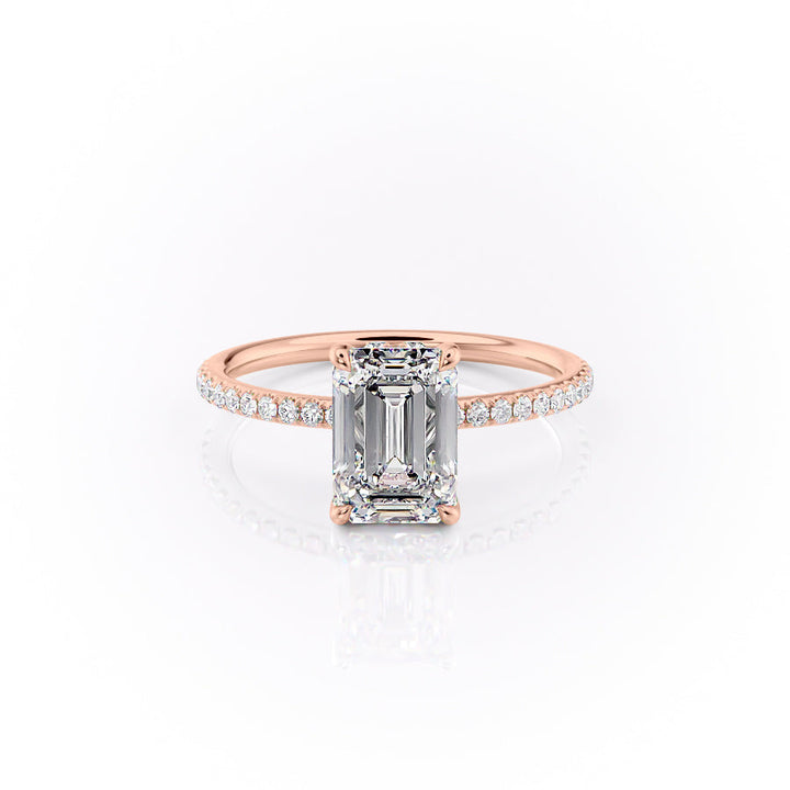 The Pave Selena Set With An Emerald Lab Diamond-L'Amour Brilliance #material_rose
