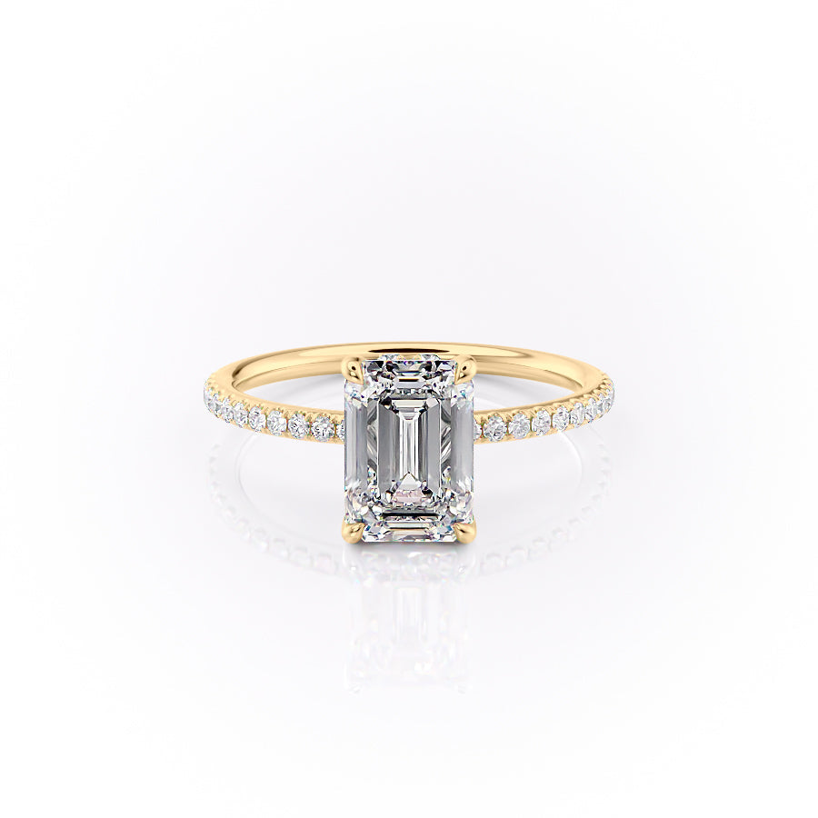 The Pave Selena Set With An Emerald Lab Diamond-L'Amour Brilliance #material_gold