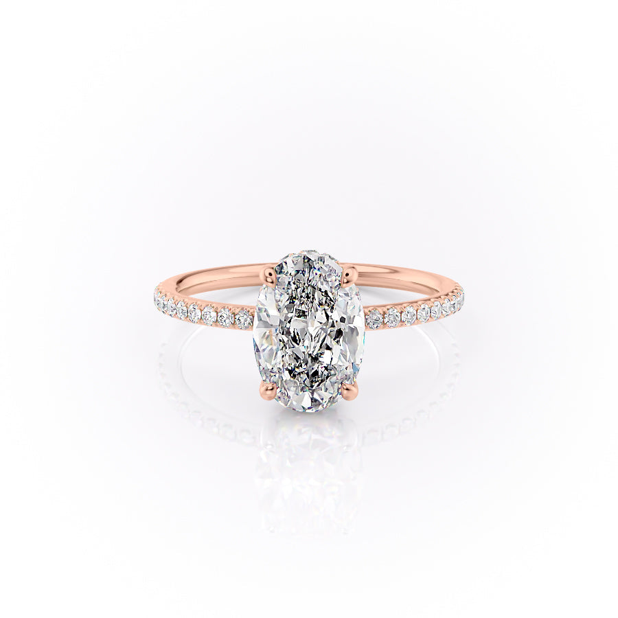 The Pave Selena Set With An Oval Lab Diamond-L'Amour Brilliance #material_rose