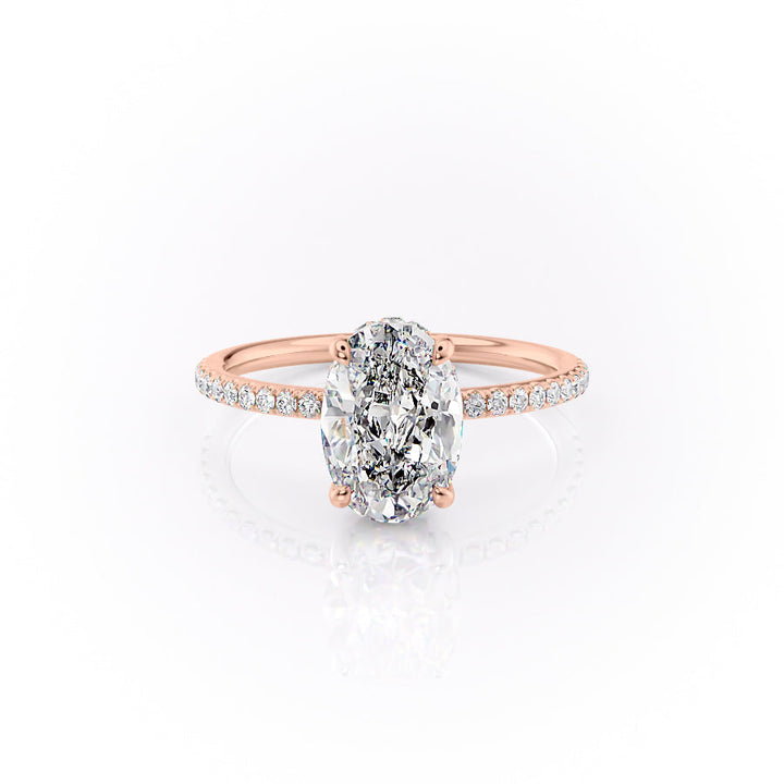 The Pave Selena Set With An Oval Lab Diamond-L'Amour Brilliance #material_rose